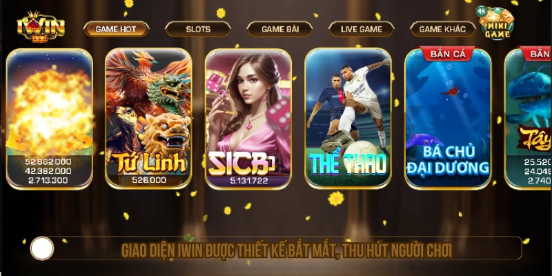 IWIN mobile - Link Vào IWINCLUB, Tải App IWIN Club Mới Nhất Giao diện IWIN được thiết kế rõ ràng